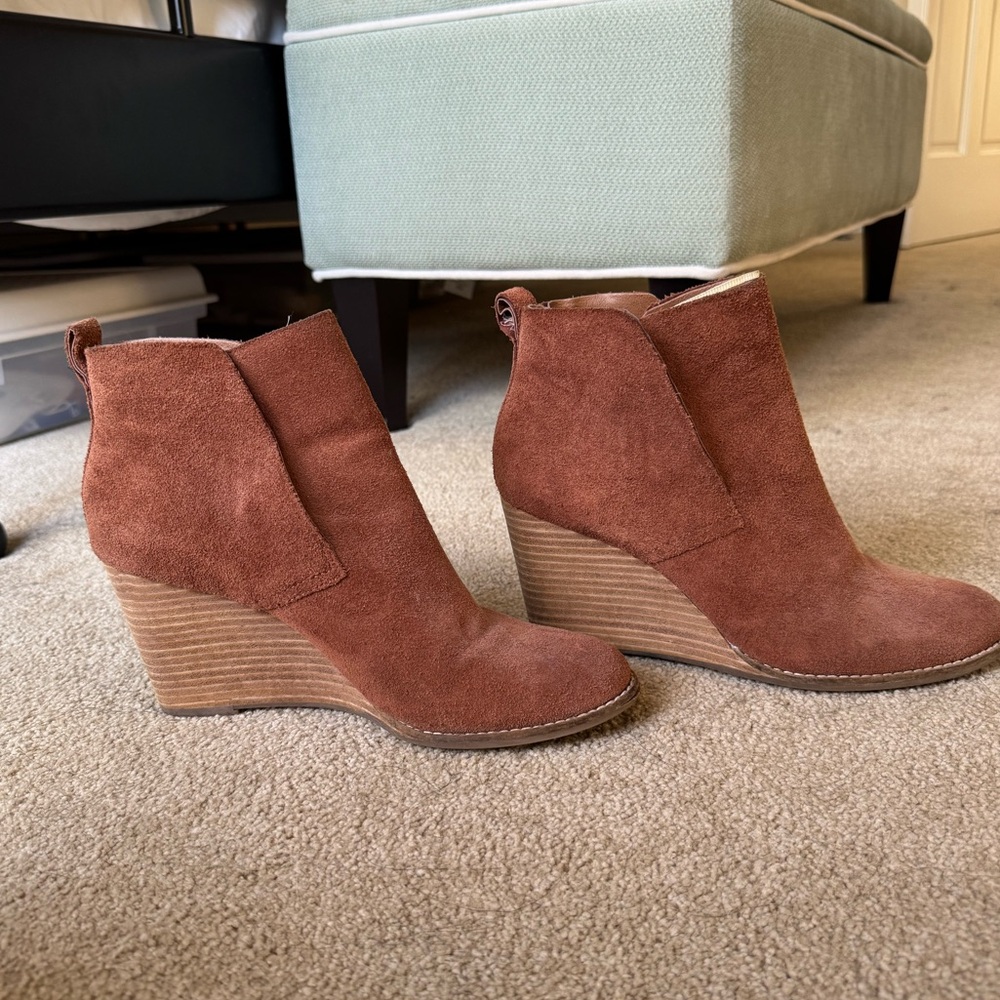 Lucky Brand Suede Wedge Booties